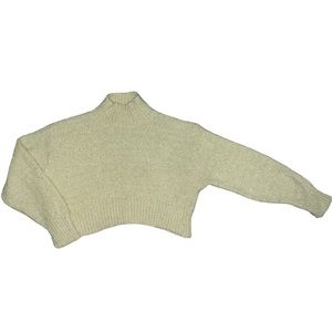 Express Tricot Vintage 90s Cropped TurtleNeck Sweater in Cream Size Medium